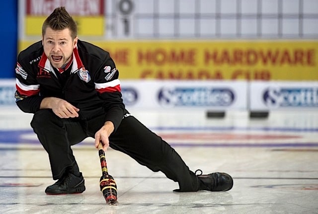 Grande Prarie AB, Dec 4, 2015, Home Hardware Canada Cup Curling, Team McEwen, skip Mike McEwen, Curling Canada/ michael burns photo