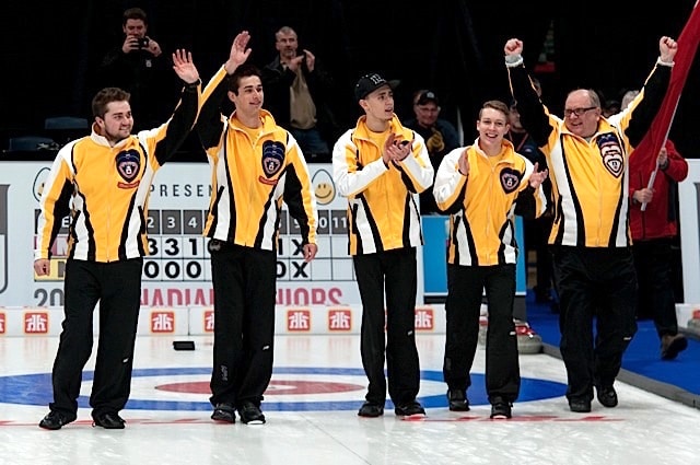Stratford Ont.Jan 31 2016.Canadian Junior Curling Championship.Team Manitoba, Curling Canada/ michael burns photo
